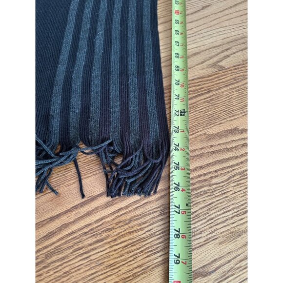 Stylish Unisex Wool & Acrylic Striped Scarf With Fringe Ends - Picture 10 of 11
